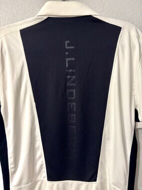 J.Lindeberg Navy and White Athletic Golf Polo